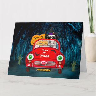 Dalmatian Dog Driving Car Scary Halloween Card