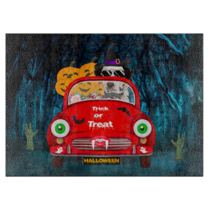 Dalmatian Dog Driving Car Scary Halloween Cutting Board