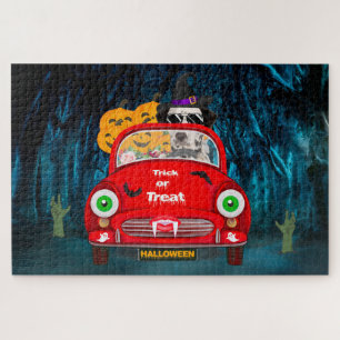 Dalmatian Dog Driving Car Scary Halloween Jigsaw Puzzle