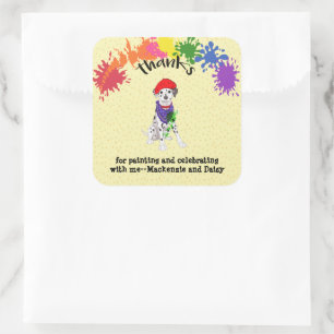 Dalmatian Dog Fun Art Birthday Party Square Sticker