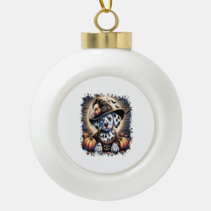 Dalmatian Dog Halloween Ceramic Ball Christmas Ornament