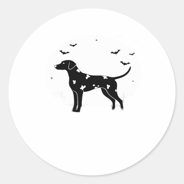 Dalmatian Dog – Halloween Moon Silhouette Classic  Classic Round Sticker (Front)