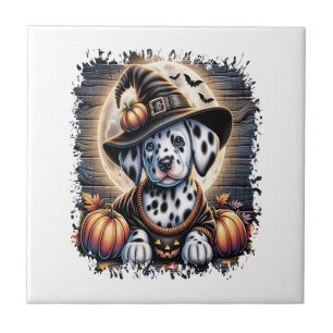Dalmatian Dog Halloween Tile