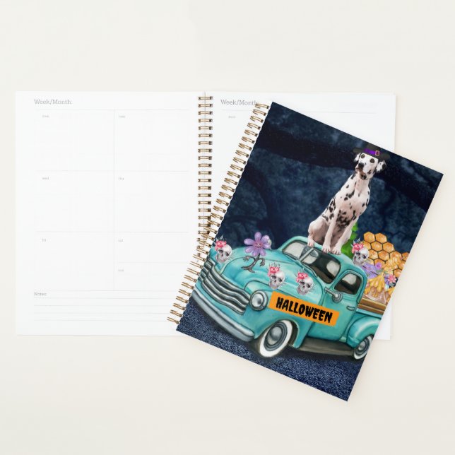 Dalmatian Dog Halloween Truck Scary Night  Planner (Display)