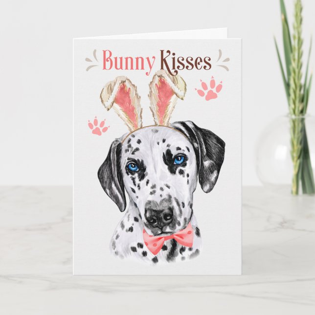 Dalmatian Dog in Bunny Ears for Easter Holiday Card (Front)