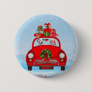 Dalmatian Dog In Car With Santa Claus 2 Inch Round Button