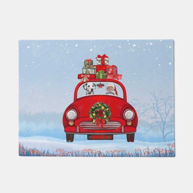 Dalmatian Dog In Car With Santa Claus Doormat (Front)