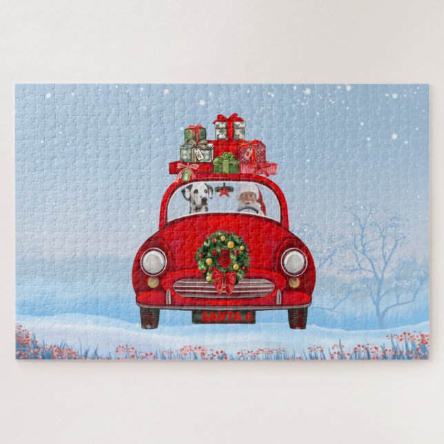 Dalmatian Dog In Car With Santa Claus  Jigsaw Puzzle (Horizontal)