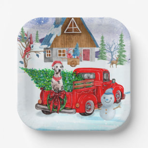 Dalmatian Dog In Christmas Delivery Truck Snow Paper Plate