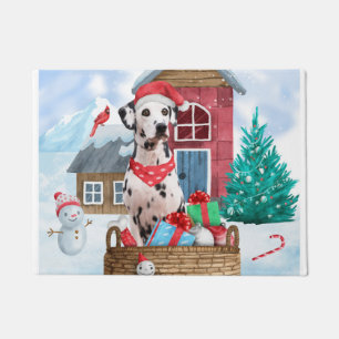 Dalmatian Dog In snow Christmas Dog House Doormat