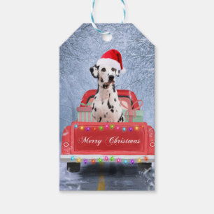 Dalmatian Dog in Snow sitting in Christmas Gift Tags