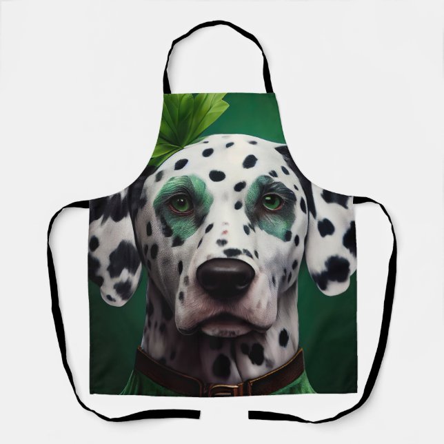 Dalmatian Dog in St. Patrick's Day Dress Apron (Front)