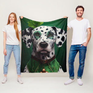 Dalmatian Dog in St. Patrick's Day Dress Fleece Blanket