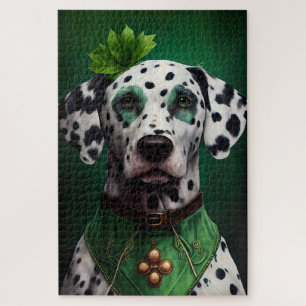 Dalmatian Dog in St. Patrick's Day Dress Jigsaw Puzzle