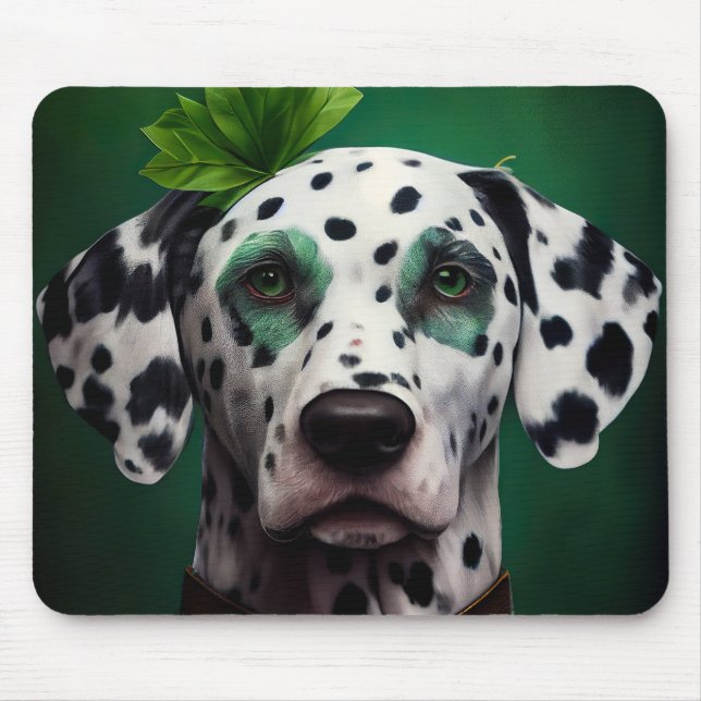 Dalmatian Dog in St. Patrick's Day Dress Mouse Pad (Front)