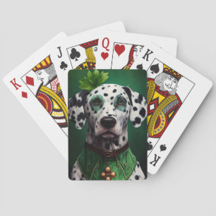 Dalmatian Dog in St. Patrick's Day Dress Playing Cards