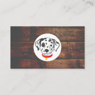Dalmatian Dog Logo   Wood Background Business Card