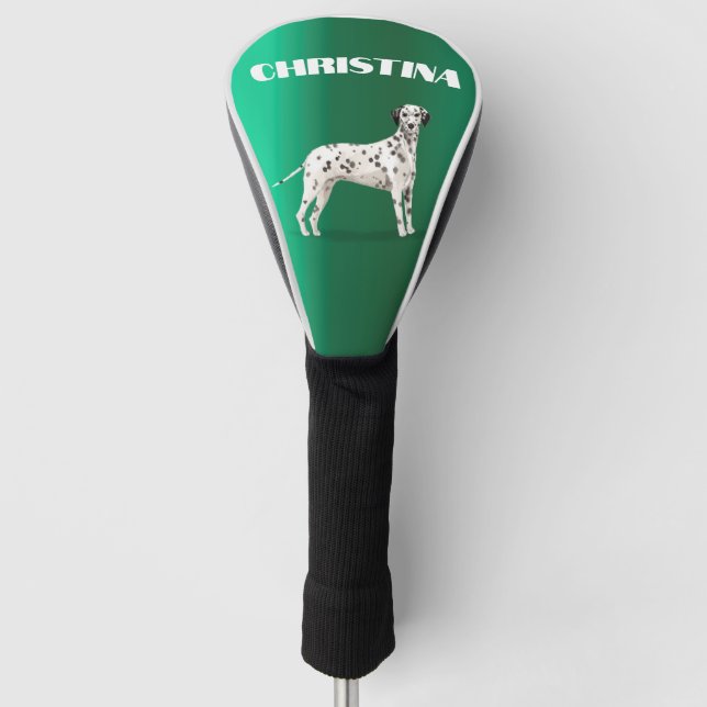 Dalmatian Dog Lover Green Personal  Golf Head Cover (Front)