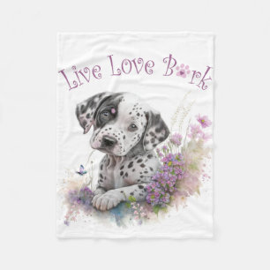 Dalmatian Dog Mom Floral Fleece Blanket