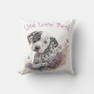 Dalmatian Dog Mom Floral Throw Pillow