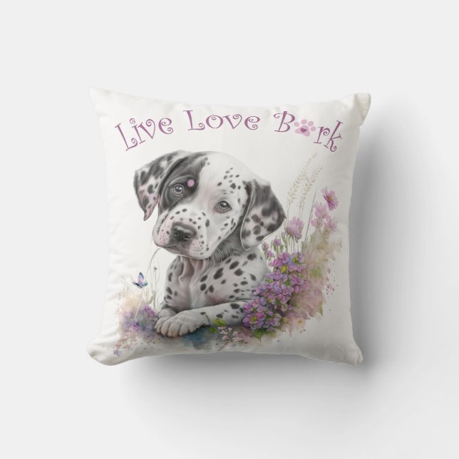Dalmatian Dog Mom Floral Throw Pillow (Front)
