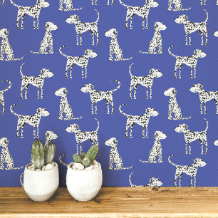 Dalmatian Dog Pattern Blue Wallpaper