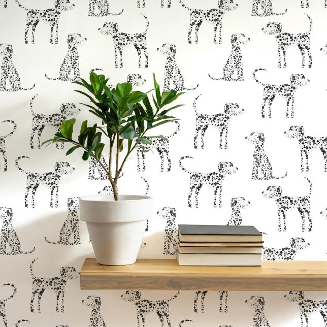 Dalmatian Dog Pattern Wallpaper (Fun Dalmatian dog peel and stick art wallpaper for animal and pet lovers)