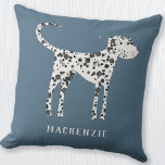 Dalmatian Dog Personalized Throw Pillow<br><div class="desc">Adorable personalized spotted Dalmatian dog design on a teal green background.  Change or remove the name to customize.  Original art by Nic Squirrell.</div>