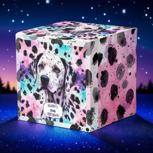Dalmatian Dog Pink Purple Turquoise Birthday Favor Box