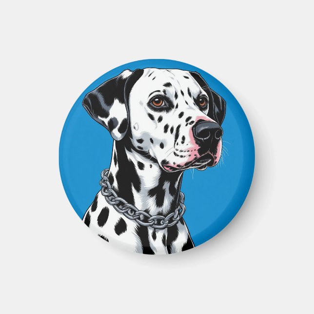 Dalmatian Dog Portrait Against Blue Background Magnet (Front)
