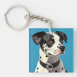 Dalmatian Dog Portrait Keychain