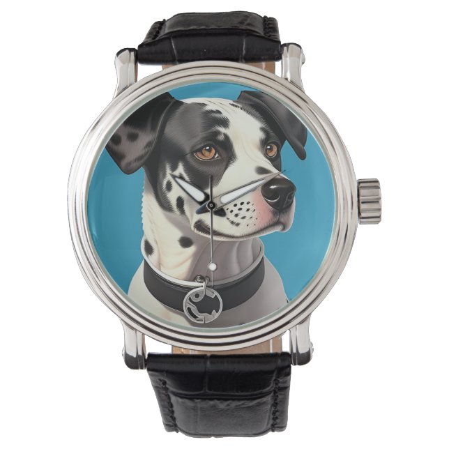 Dalmatian Dog Portrait Watch (Front)
