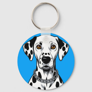 Dalmatian Dog Portrait with Vibrant Background Keychain