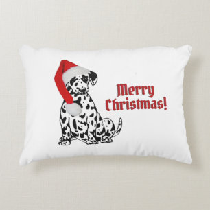 Dalmatian Dog Red Stocking Cap Merry Christmas Accent Pillow