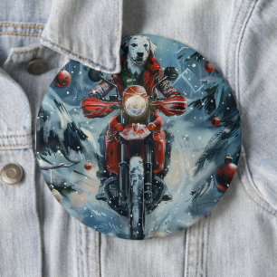 Dalmatian Dog Riding Motorcycle Christmas 6 Inch Round Button