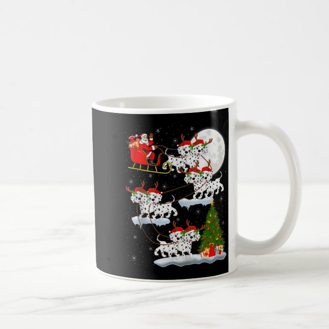 Dalmatian Dog Santa Sleigh Flying Funny Magical Ch Coffee Mug (Right)