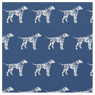 Dalmatian Dog Silhouette Pet Navy Blue Fabric
