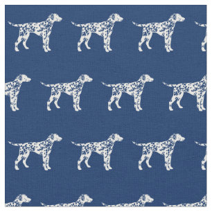 Dalmatian Dog Silhouette Pet Navy Blue Fabric