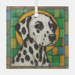 Dalmatian Dog "Stained Glass"  Glass Ornam Ornament