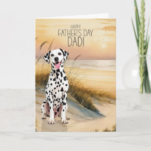 Dalmatian Dog Sunset Beach Father's Day Holiday Card