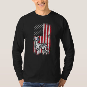 Dalmatian Dog Usa Flag Boys Girls Men Women Fourth T-Shirt
