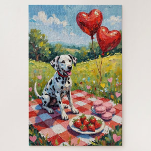 Dalmatian Dog Valentine's Day Picnic Feast Jigsaw Puzzle