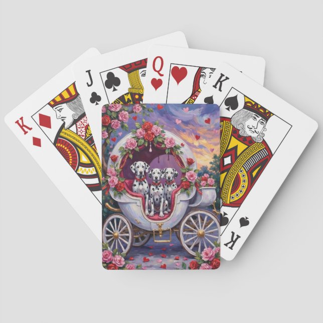 Dalmatian Dog Valentine's Day  Playing Cards (Back)