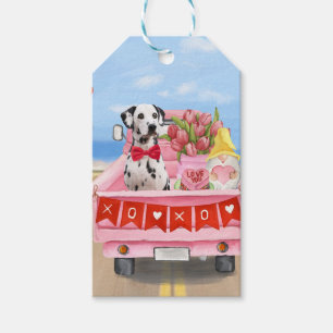Dalmatian Dog Valentine's Day Truck Hearts Gift Tags