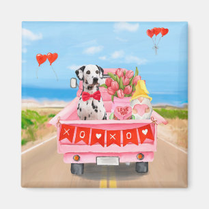 Dalmatian Dog Valentine's Day Truck Hearts Magnet