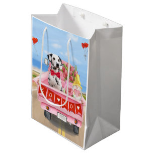 Dalmatian Dog Valentine's Day Truck Hearts Medium Gift Bag