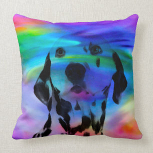 Dalmatian Dog Water Colour Splash Art Portrait Throw Pillow