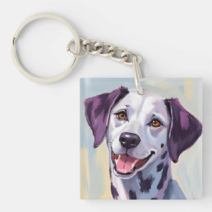 Dalmatian Dog Watercolor Pet Painting Keychain
