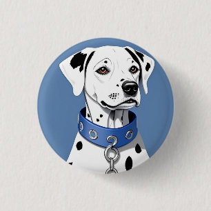 Dalmatian Dog Wearing a Blue Collar 1 Inch Round Button