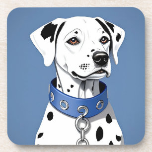 Dalmatian Dog Wearing a Blue Collar Coaster